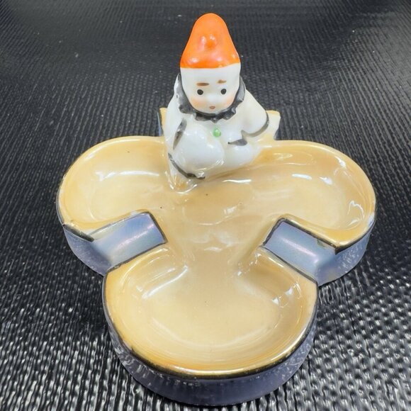 VINTAGE JAPAN CLOWN PIXIE LUSTERWARE ASHTRAY PLAYING CARD CLUB TRINKET DISH - Picture 8 of 13